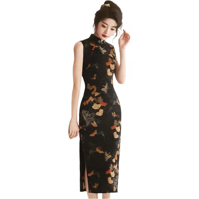 沐晓欣 旗袍夏季改良新中式年轻款复古老上海民国风无袖连衣裙 女款