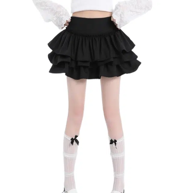 怪力萝莉 简约百搭高腰芭蕾风蓬蓬裙休闲短裙 女款