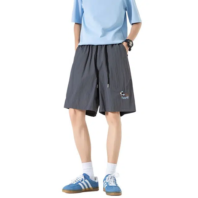 佐菲利 美式腊肠狗速干潮牌宽松大码运动中腰五分休闲短裤 男款