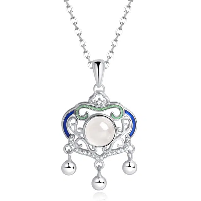 【典雅大方】 帝苏行 琉璃彩平安锁 新中式国潮 吉祥如意平安顺遂 好运 简约小众设计 玉髓 项链 女款