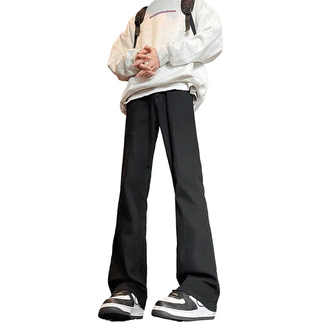 八哥 水洗做旧基础款美式复古弹力垂感百搭高级感运动舒适柔软不硬个性简约牛仔裤 男女同款