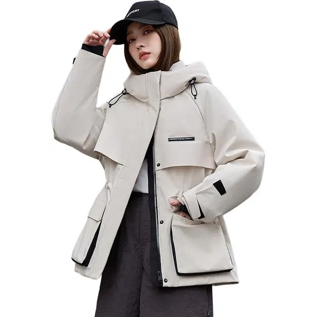 鸭鸭 连帽中长款长袖羽绒服 女款