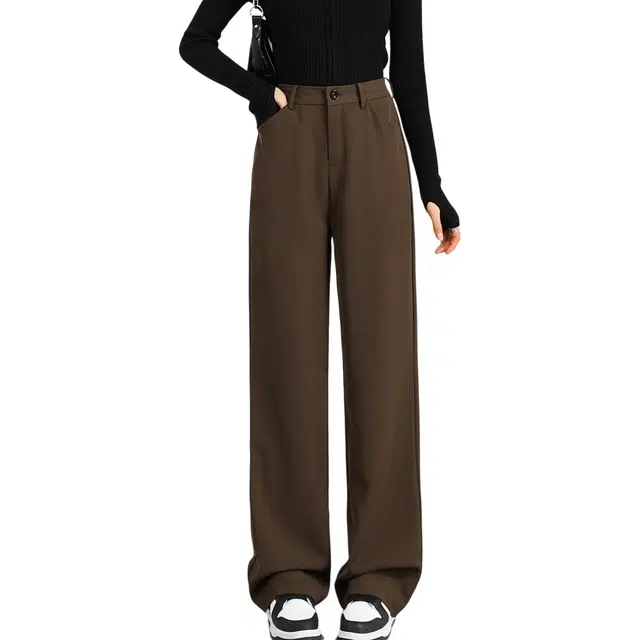 法文箱子 高腰显瘦宽松舒适阔腿简约通勤休闲裤 女款