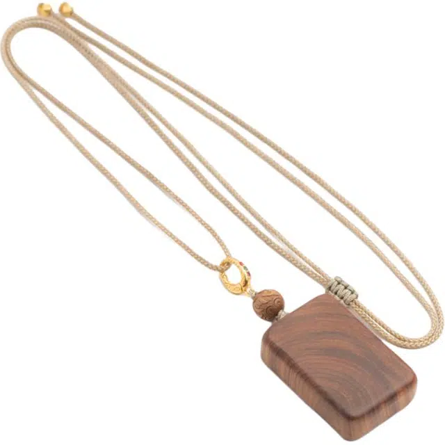 仙源 四方无事牌  平安转运新中式文玩脖挂链 平安福锁骨链 檀木 木作项链 男女同款情侣款