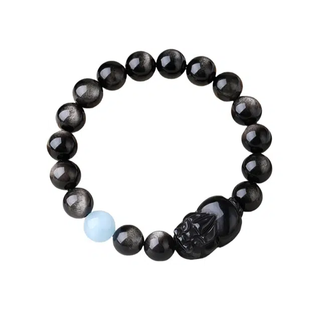 子婳 单圈猫眼转运珠招财貔貅新中式风格国潮时尚高级感 手饰#好运 黑曜石 手串 男女同款情侣款