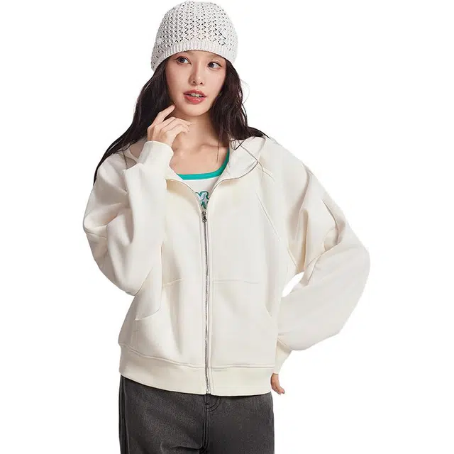 美特斯邦威 秋冬时尚针织连帽开衫卫衣 女款