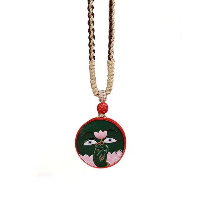媚之吻 彩绘般若佛眼护身符吉祥礼 再造辰砂朱砂 玉石项链 男女同款情侣款