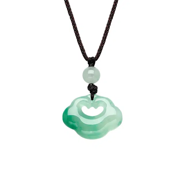 梦金园 祥云如意平安 新中式国风温柔优雅清冷感 吉祥平安顺遂招财纳福转运#好运 非洲翠 项链 女款