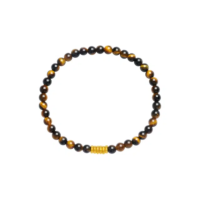 周大生 招财纳福富贵盘缠串珠手饰 新中式经典国风#好运复古简约日常通勤百搭天然 虎眼石 手串 男女同款情侣款