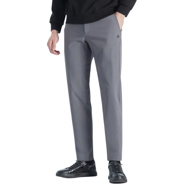 利郎 防水纯色弹力侧缝插袋中腰极简风舒适质感百搭商务休闲裤 男款 中灰