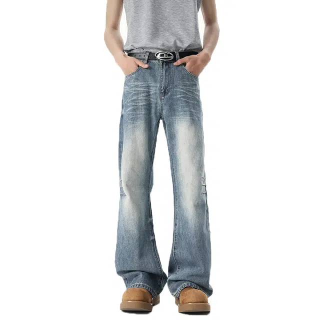 佐菲利 美式高街水洗百搭牛仔裤 男女同款