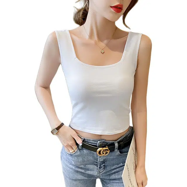 善己 内搭遮副乳短款无胸垫法式方领背心 女款