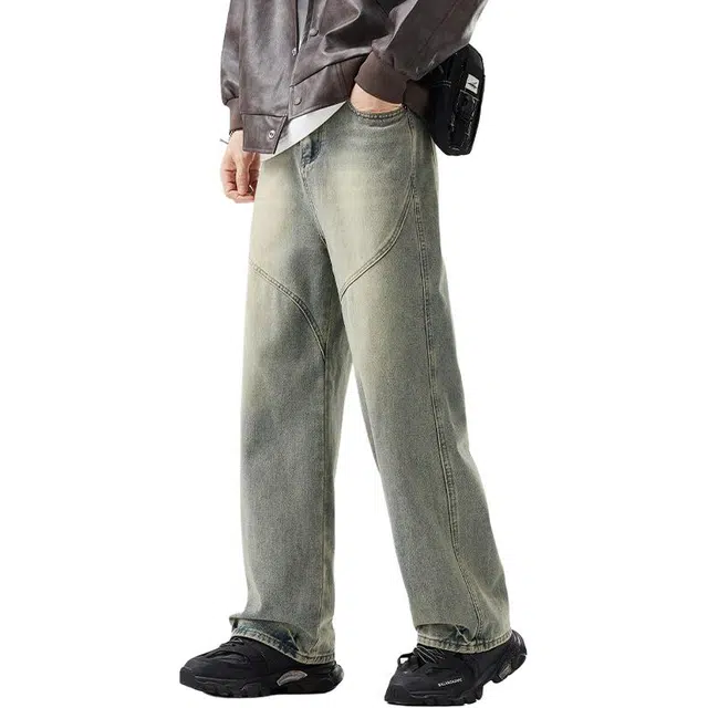 颂希尔 美式高街水洗复古潮牌牛仔裤 男女同款
