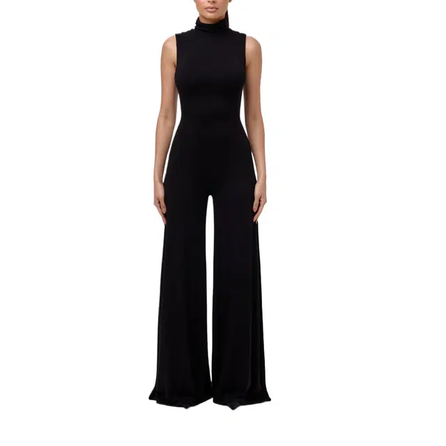 NAKED WARDROBE NW Turtleneck Wide Leg Jumpsuit