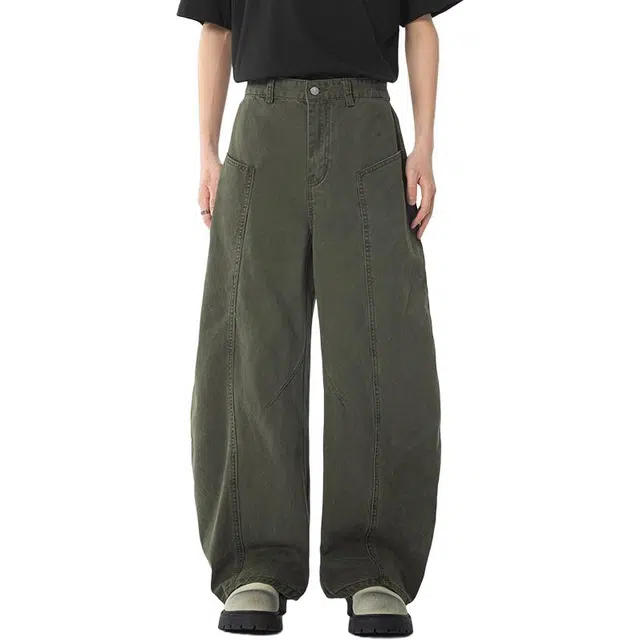 吉肯蒂 美式复古弯刀设计百搭潮流做旧设计城市机能牛仔裤 男款