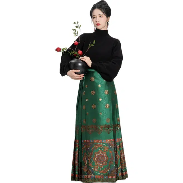 织造司 纯色简约长袖毛衣舒适通勤半身裙裙装套装 女款