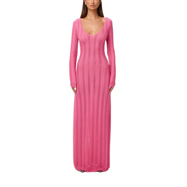 NAKED WARDROBE Knit V-Neck Maxi Dress