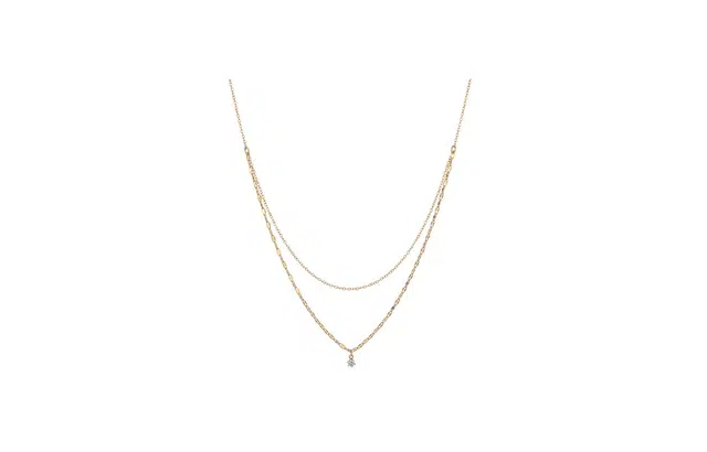 克拉日记 极简法式轻奢双层水波单钻超闪女百搭冷淡风高级感颈链锁骨链招财平安礼盒装 锆石 项链 女款