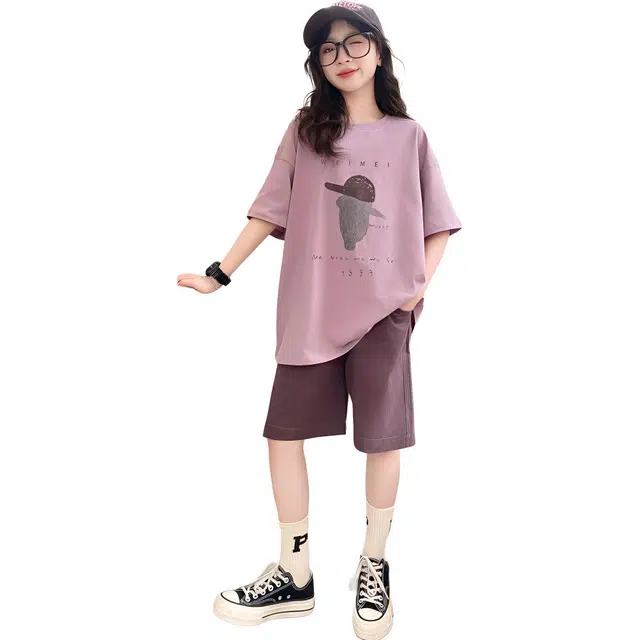 大童 蓝精灵 舒适宽松时尚休闲运动套装 紫色