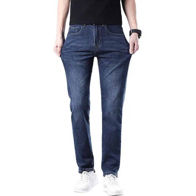 炳盛 修身直筒潮牌外穿百搭弹力长裤牛仔裤 男女同款