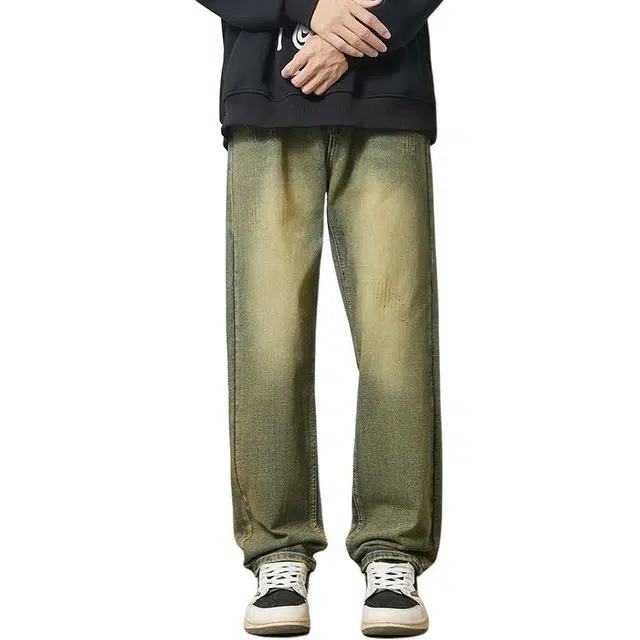 宝米卡 美式直筒潮牌水洗做旧休闲牛仔裤 男女同款