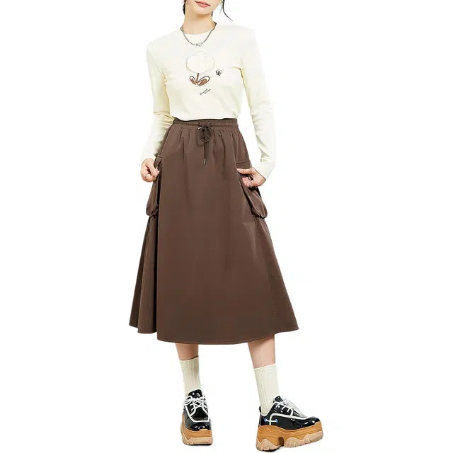 木果果木 休闲时尚纯色百搭通勤针织长裙 女款