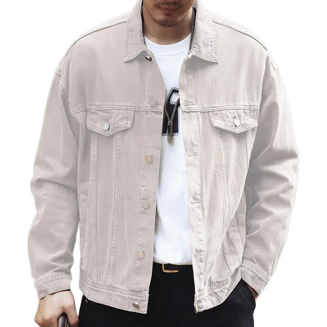 格蓝鹿 高街休闲百搭纯色工作服潮流复古牛仔夹克外套 男女同款