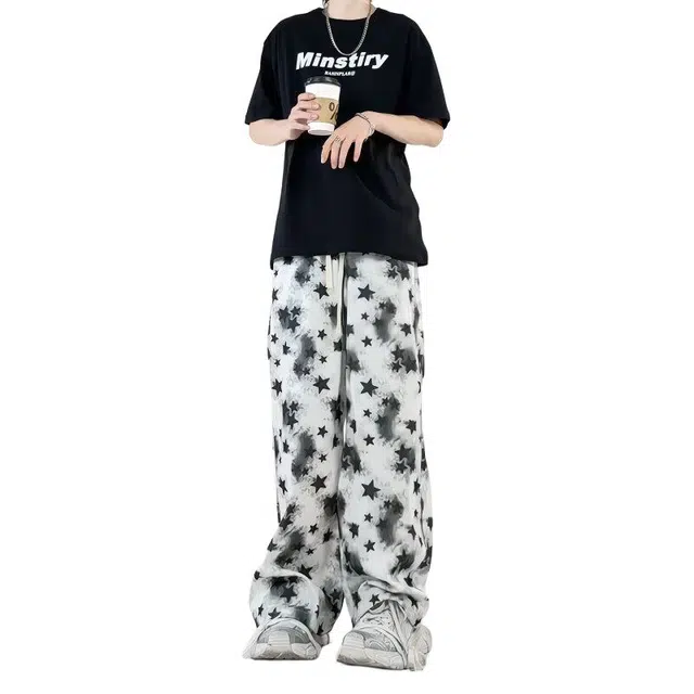 佐菲利 扎染凉感星星裤子慵懒松弛感长裤宽松休闲裤 男女同款