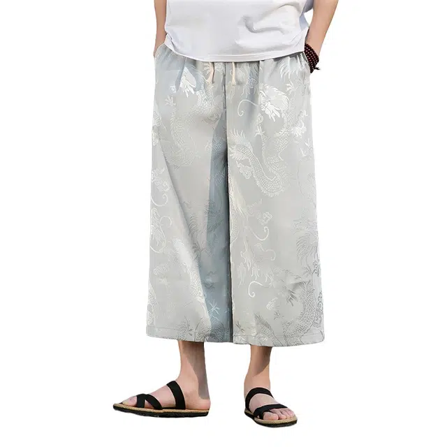 加荣 新中式薄款透气潮牌直筒阔腿休闲裤 男女同款