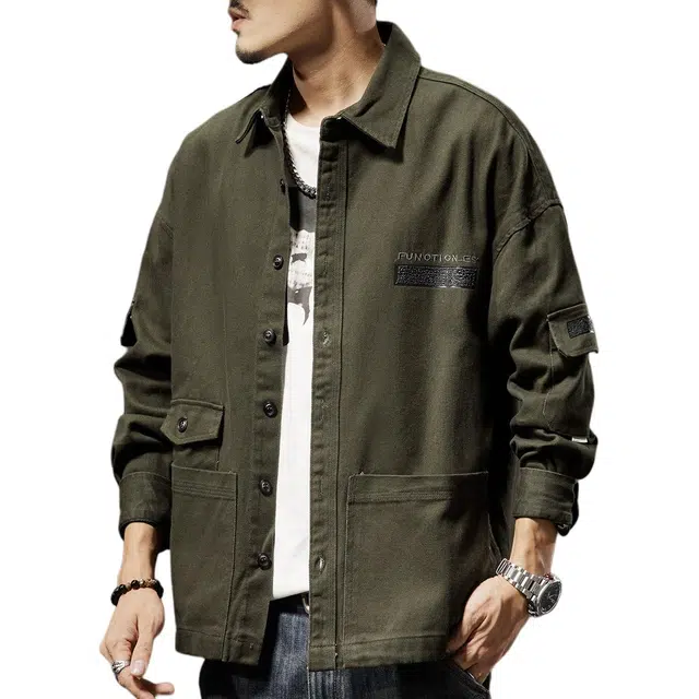 贵色 拼接修身工艺日系工装多口袋痞帅极简风美式设计高级复古长袖衬衫 男女同款