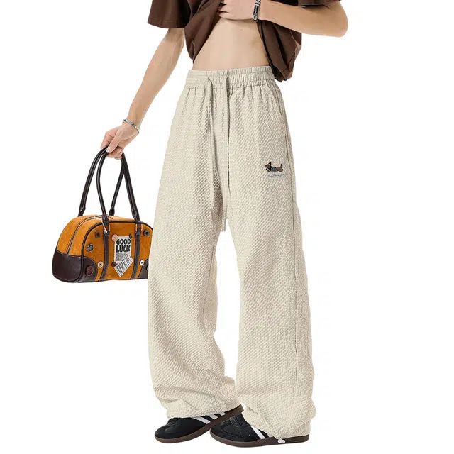 顶峰保罗 薄款直筒设计感凉爽泡泡纱山系运动无性别主义潮牌长裤时尚百搭高级感抽绳垂感休闲裤 男女同款