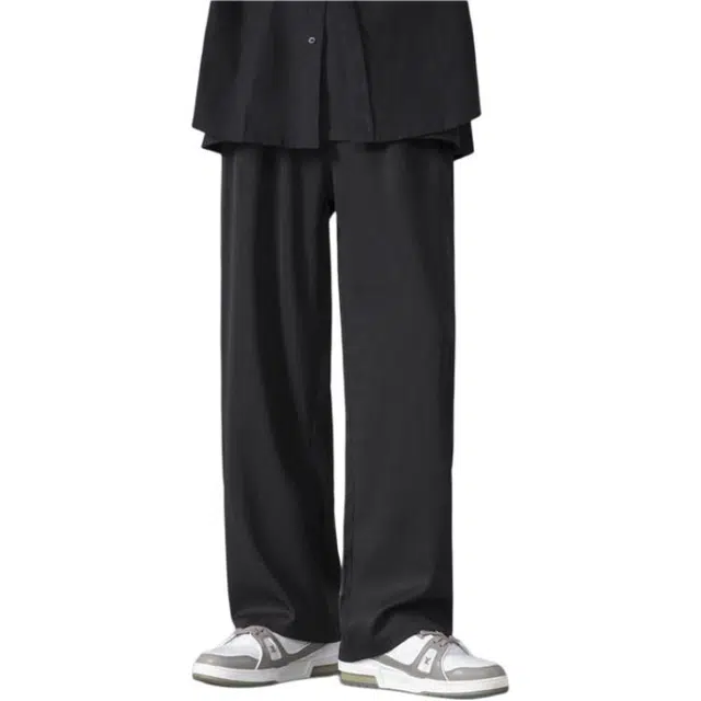 煦加 潮牌潮流休闲纯色宽松中腰西装裤 男款