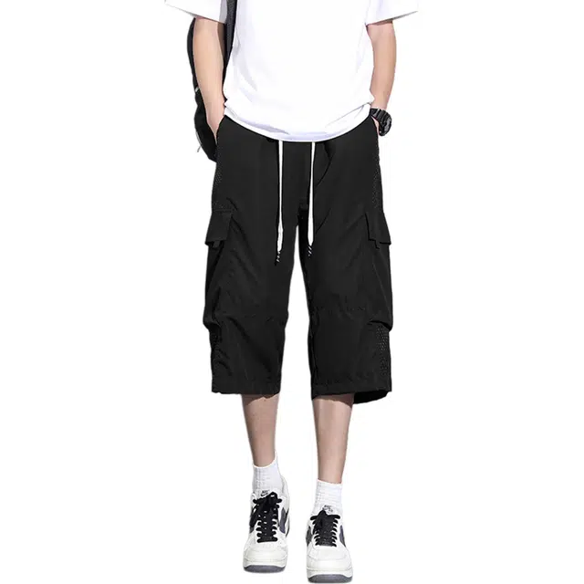 瑞梵帝斯 美式高街七分裤潮流百搭多口袋宽松休闲短裤 男款