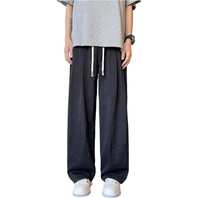 颂希尔 美式高街复古潮流时尚宽松冰丝长裤山本裤日常出勤百搭休闲裤 男女同款