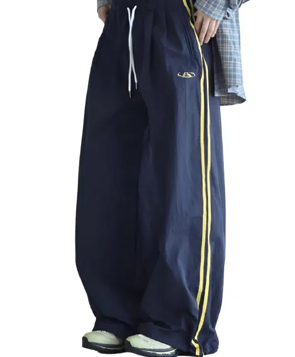 小卷要加油 薄款条纹美式复古宽松百搭撞色拼接速干夏季直筒裤休闲裤 女款