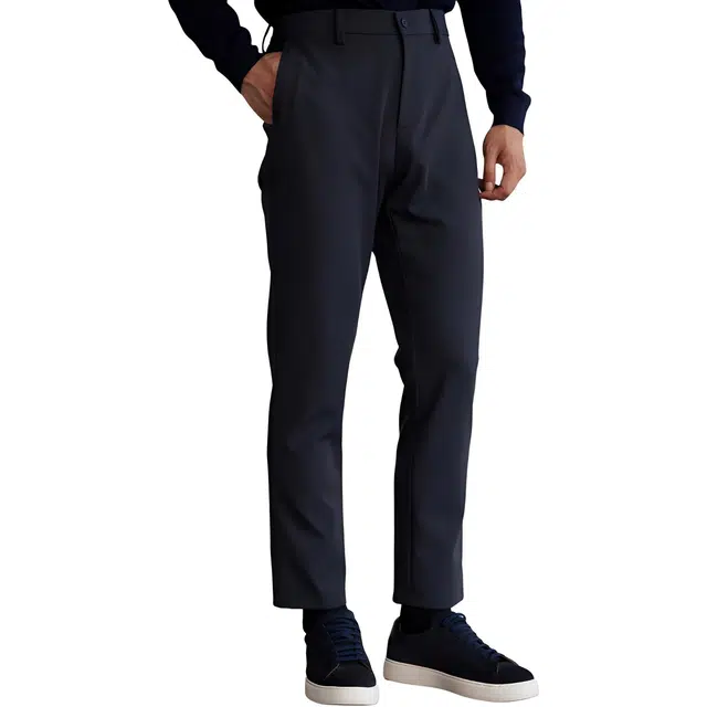 依文 纯色中腰拉链微弹直筒西装裤 男款 深灰