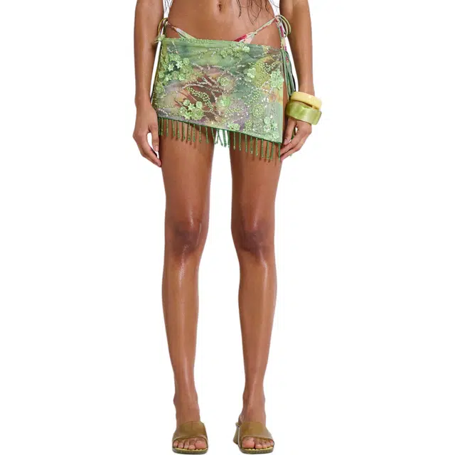 Jaded london Melona Embellished Wrap Mini Skirt