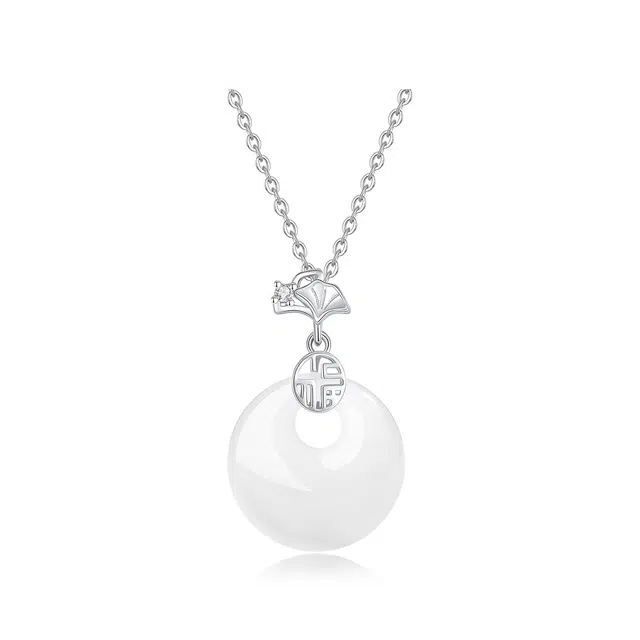 【普陀山官方已祝福】 普陀山文创 三生有杏平安扣转运锁骨链新中式轻奢高级感气质吊坠 生日送礼礼盒装 玉髓 项链 女款