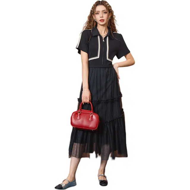 法文箱子 夏 高级感小个子赫本风显瘦小裙子短袖连衣裙 宽松 女款