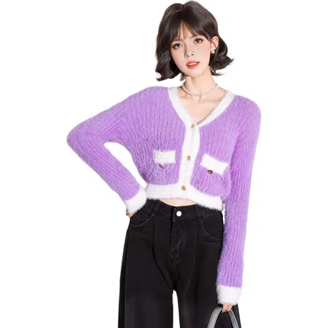 法文箱子 休闲慵懒甜美长袖毛衣 女款