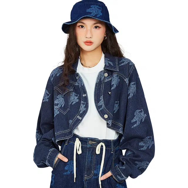 木果果木 舒适气质通勤牛仔外套 女 深蓝