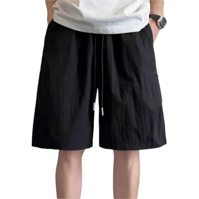 木木兔 学生韩版小众设计冰丝工装夏季美式复古透气时尚简约运动潮流休闲短裤 男款