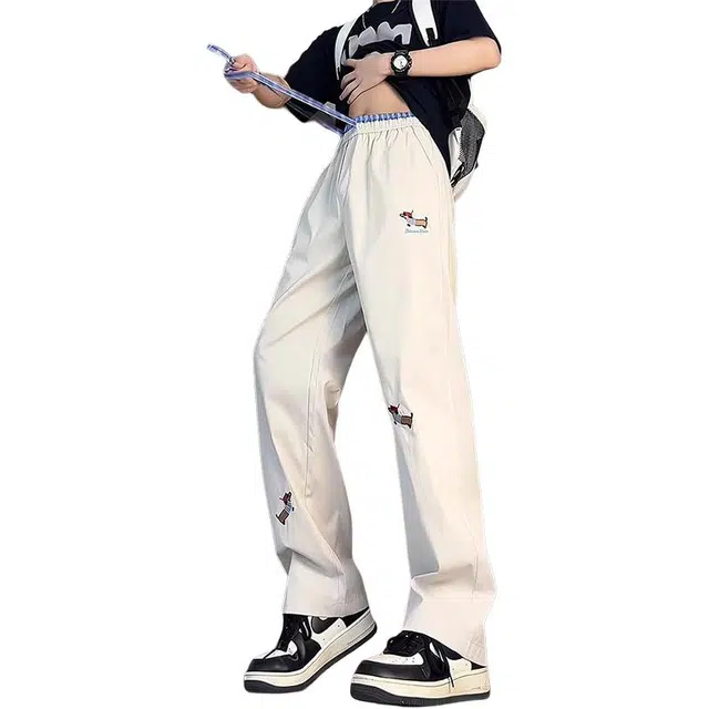 单爵 美式腊肠小狗速干夏季薄款拼接直筒长裤休闲裤 男女同款