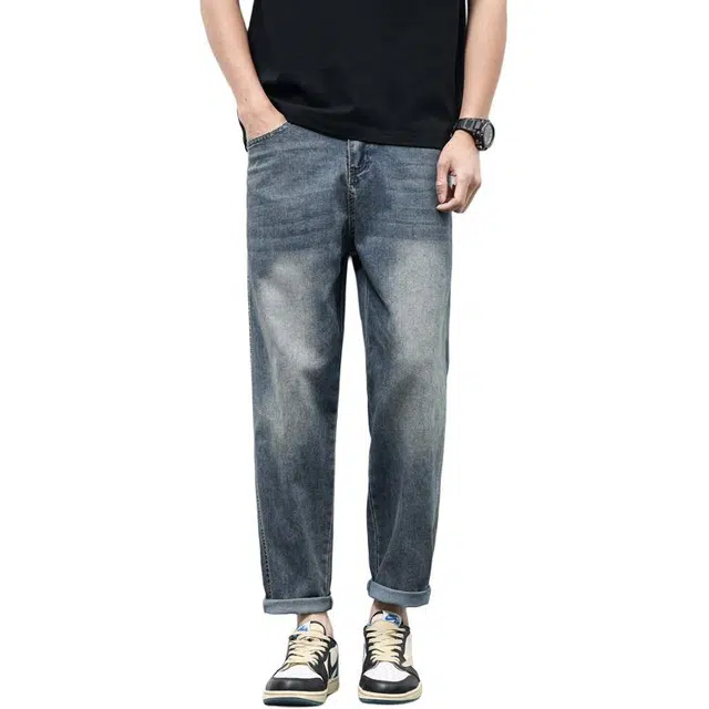 么宁 美式复古水洗弹力牛仔裤 男女同款