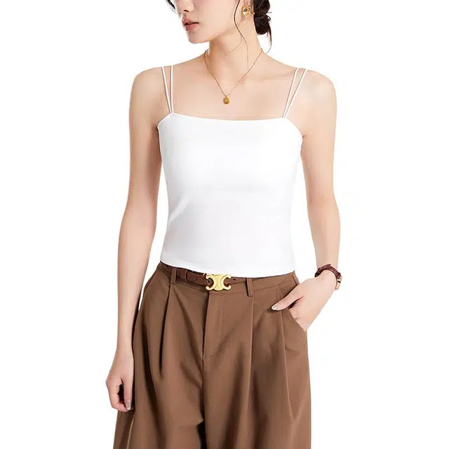 善己 百搭时尚气质简约纯色吊带 女款