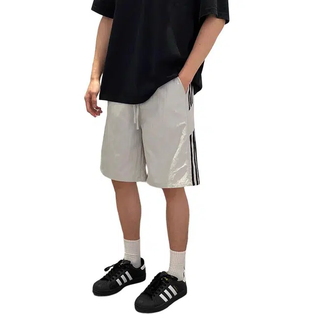 单爵 美式复古薄款运动裤子宽松五分潮流休闲短裤 男女同款