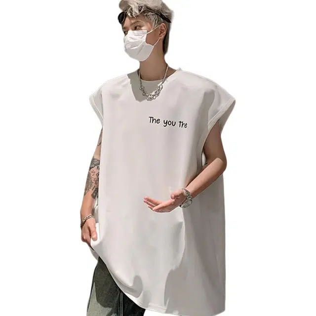 佐菲利 美式高街字母印花麂皮绒宽松潮牌痞帅高级感无袖坎肩背心 男款