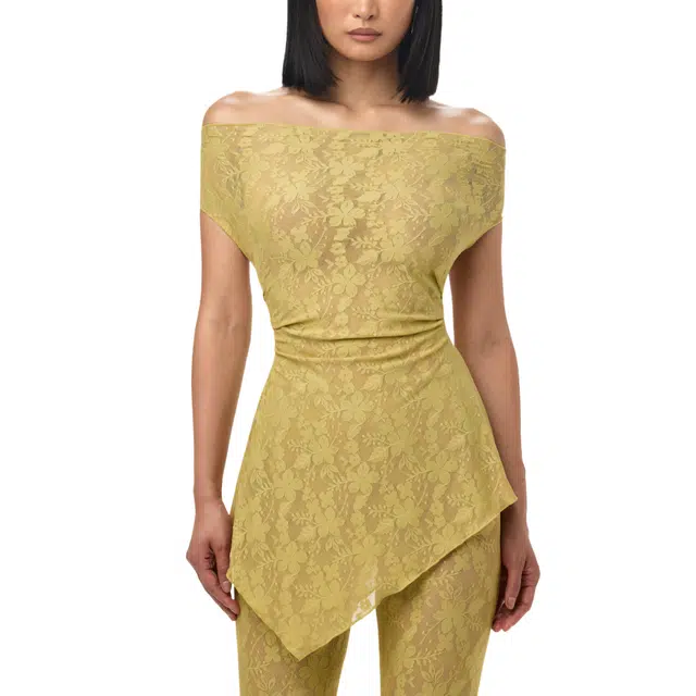 NAKED WARDROBE Off-Shoulder Top Stretch Lace