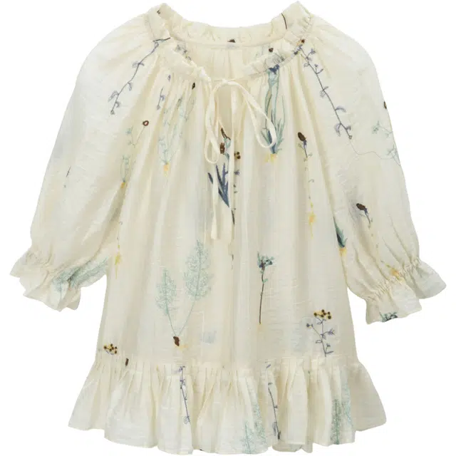 谜秀 设计感夏季倒褶印花常规短袖衬衫 女款