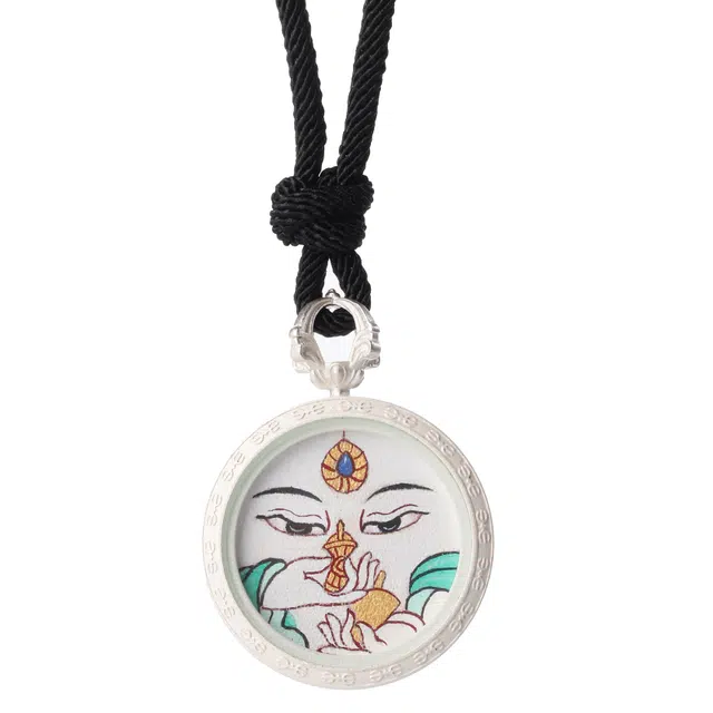 喃呢 藏式热贡手绘唐卡白度母绿度母财神眼 新中式国风国潮旺福平安吉祥好运 铜 项链 男女同款情侣款